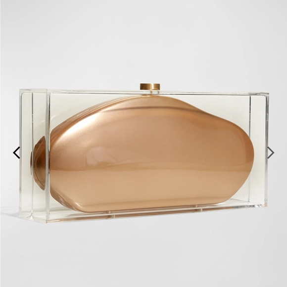 CULT GAIA Metallic Gold Clutch Enclosed In Acrylic-LOWEST PRICE AROUND - Picture 13 of 13